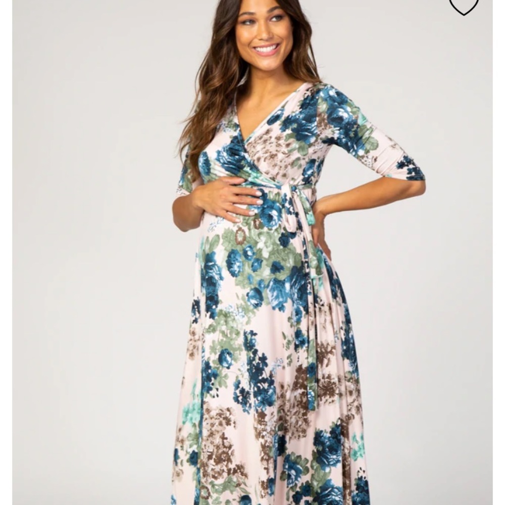Pink blush medium maternity/nursing maxi dress with tie